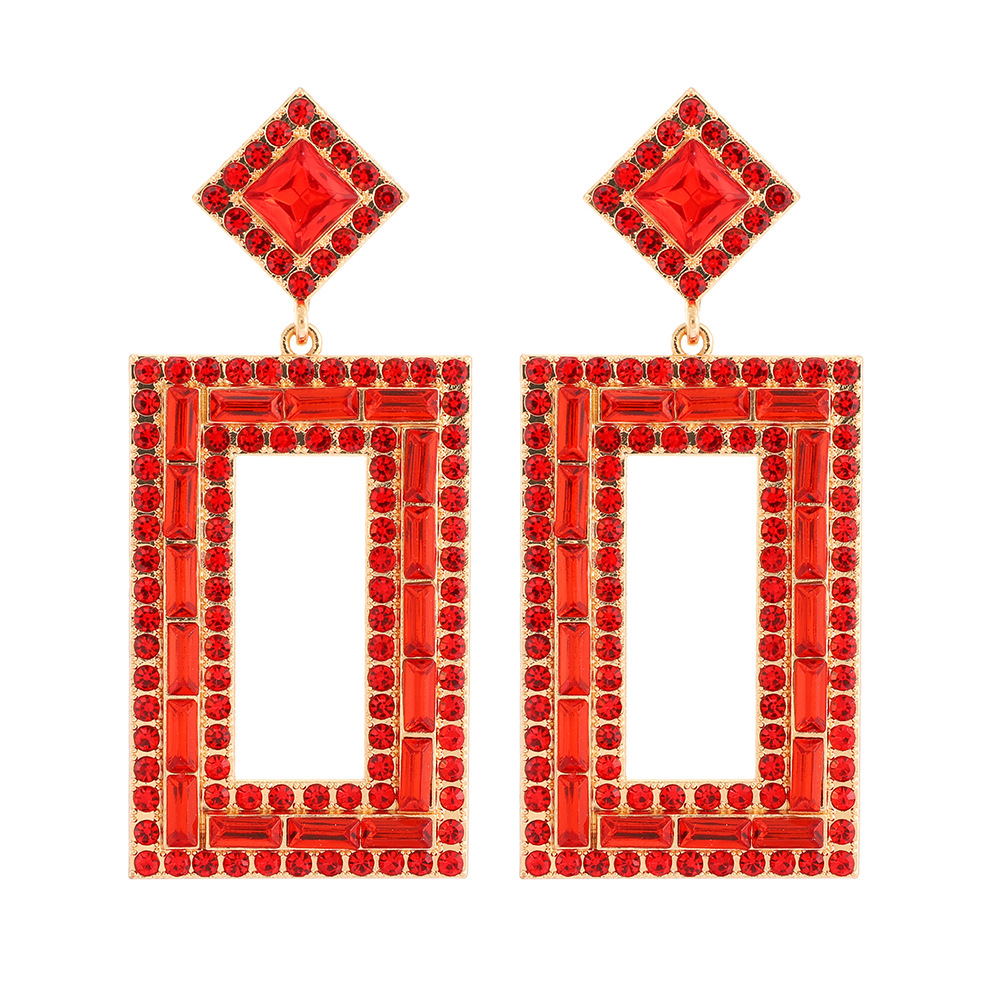 1 Pair Fashion Rectangle Alloy Inlay Rhinestones Women's Drop Earrings display picture 4
