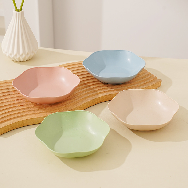 Snack Plate for Home Use, Snack Storage, Candy Dish, Creative Plastic Wheat Straw Bone Plate, Dish Plate, Round Flower-Shaped Snack Plate for Home Use, Snack Storage, Candy Dish, Creative Plastic Wheat Straw Bone Plate, Dish Plate, Round Flower-Shaped