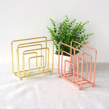 黑色三门方形餐桌纸巾夹铁艺立式纸巾架电镀金属桌面板纸收纳架