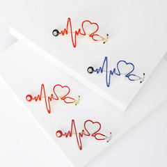 新款ins心電圖滴油胸針心型醫護胸針別針歐美卡通胸花衣飾品配件