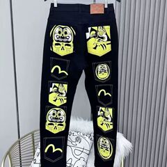 牛仔裤修身2025网红休闲新款印花潮流同款潮牌简约款百搭长裤子潮