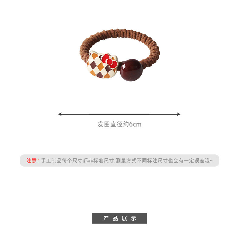 2026 French-Style Plaid Bow Tie Cat Head Small Hair Tie New Sweet and Cute High Elasticity Durable Hair Rope Hair Accessory