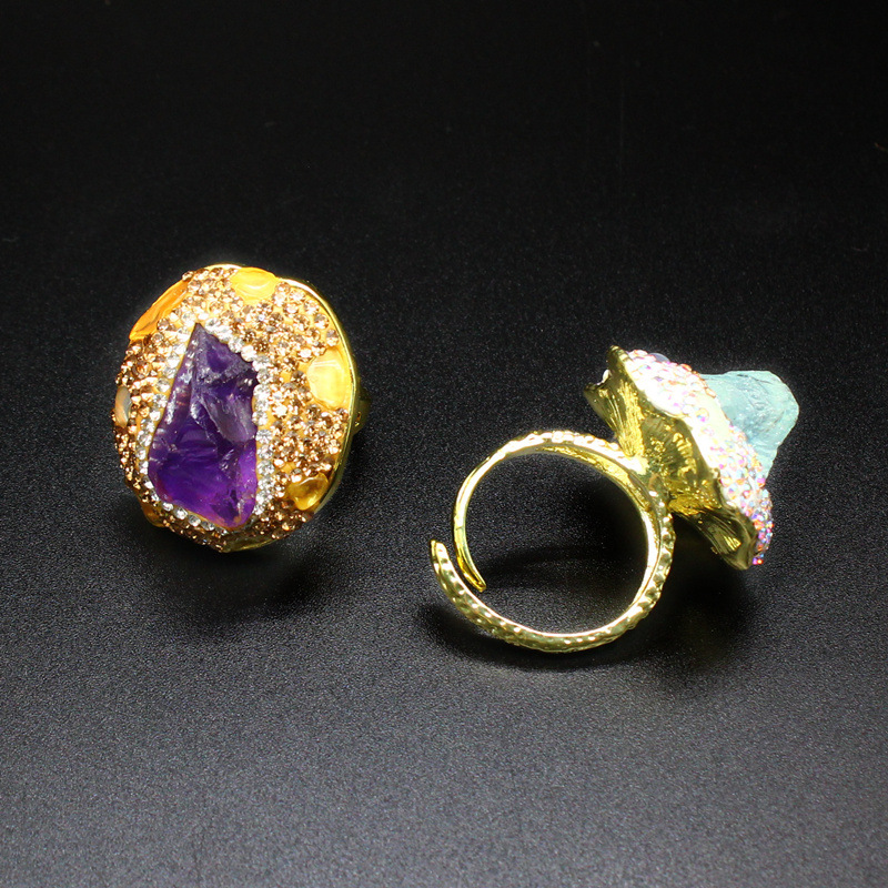 25g Weight Open Rings Classification Adjustable Ring Size 1 Piece Quantity Holiday, Daily Occasion natural stone Material Geometric Pattern Unisex Gender Plating, Healing Design Vintage Style, Classic Style Style Unisex Natural Stone Plating Healing Geometric Open Rings Healing Crystals Jewelry 2