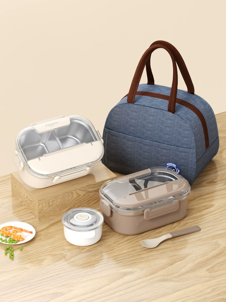 Ланч-бокс из нержавеющей стали 304, изолированный студенческий ланч-бокс для столовой, миска для офисных работников, детский ланч-бокс с отделениями