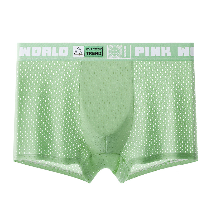 Ropa interior de seda de hielo de los hombres de verano fino Boxer shorts cabeza de malla transpirable deportes jóvenes niños Boxer shorts