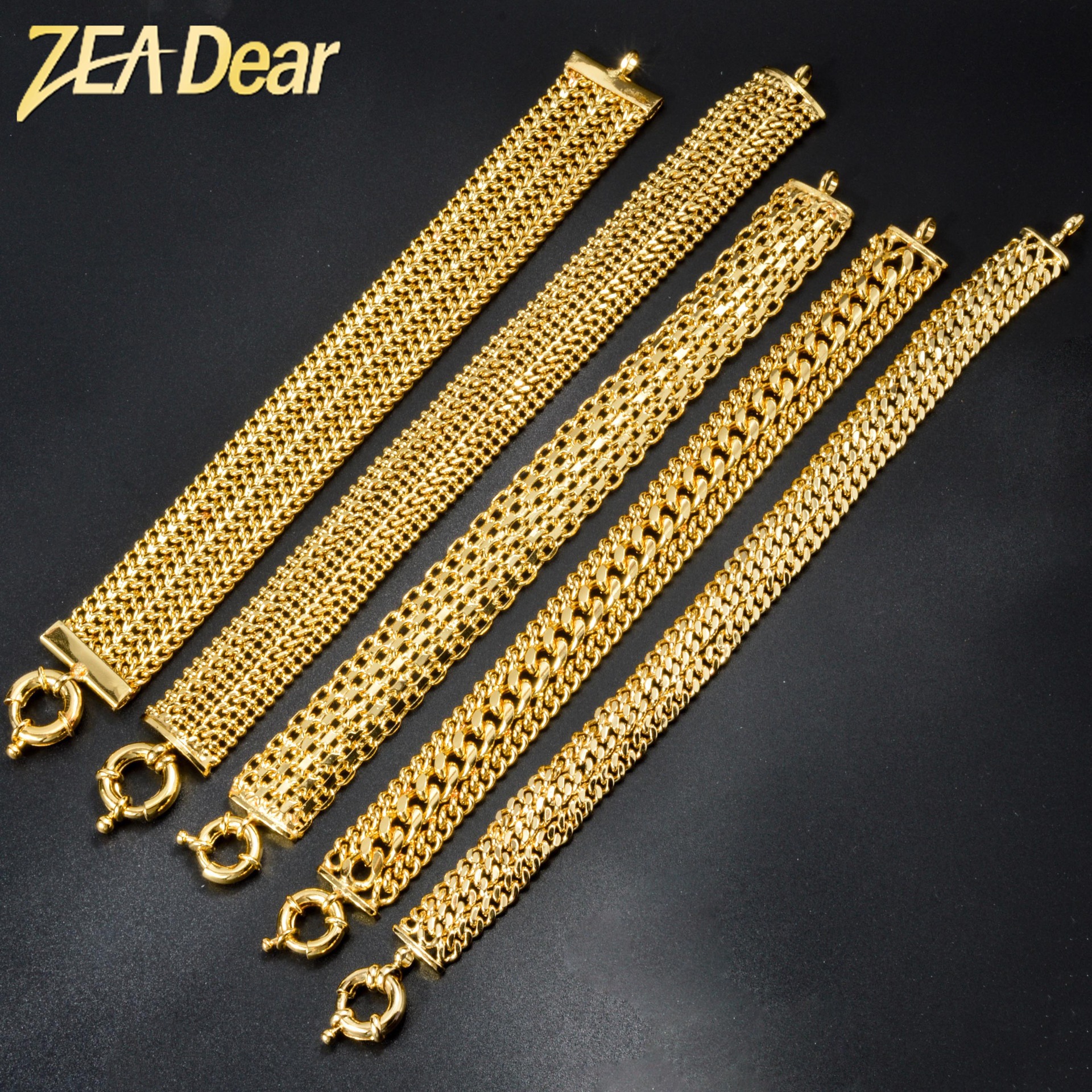 European and American Export Fashion Simple Double Row Chain Wide Mesh Bracelet Trendy Men's Hip-Hop Keel Snake Chain Bracelet Accessories