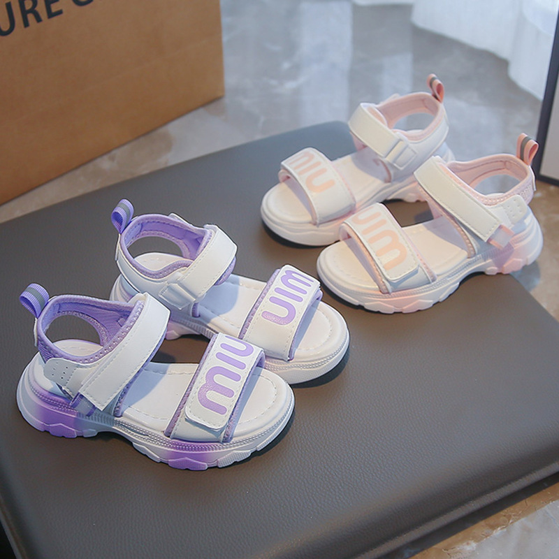 Sandalias de Playa de Suela Suave para Niña de Cuero Artificial, Ligeras y Antideslizantes, para Playa y Diario