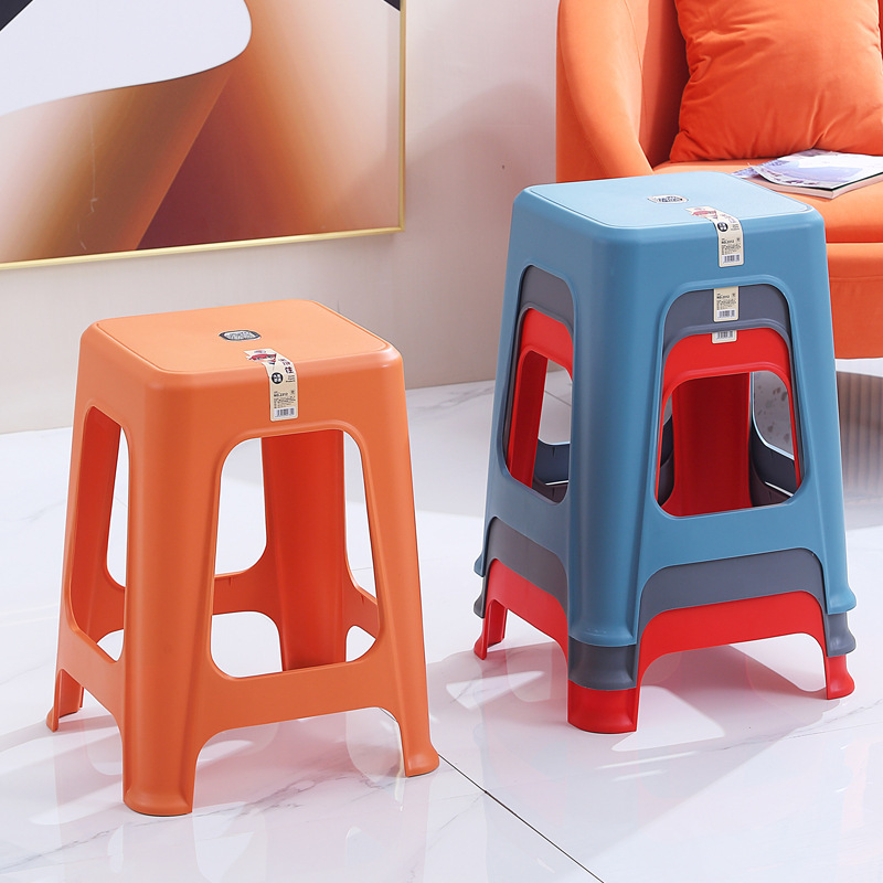 48cm Fashion Simple High Stool Living Room Dining Table Plastic Stool Office Table Stool Cooked Rubber Non-slip Bench Guest Add Seat