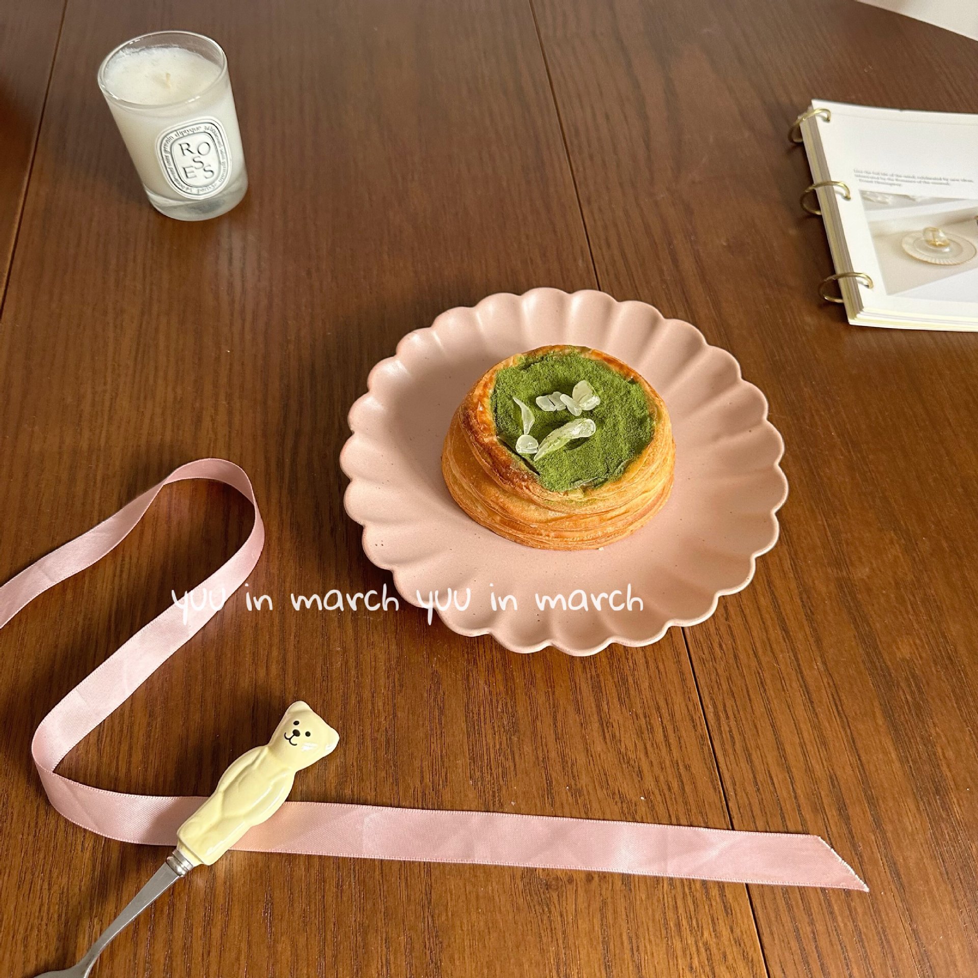 오렌지 고무가루 꽃잎 디너 접시 7inch