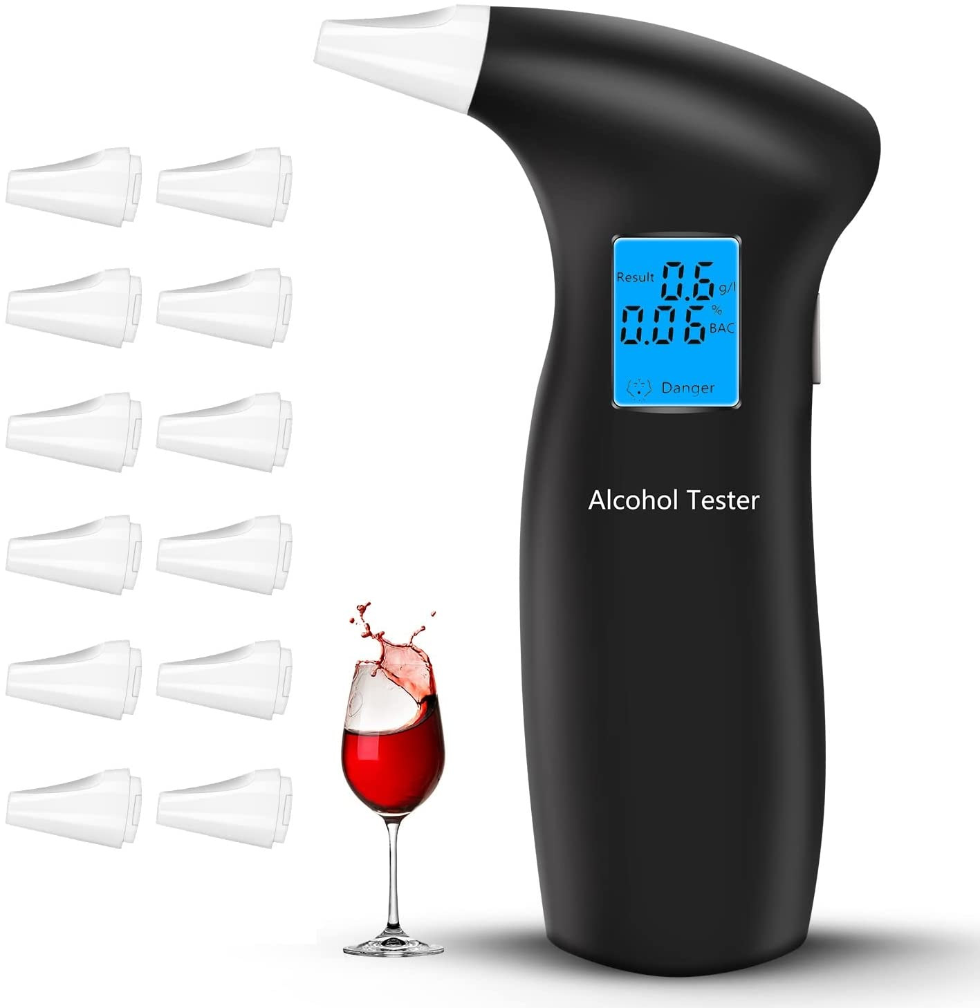 酒精测试仪吹气式酒驾测试仪器汽车用品便携式酒精检测仪 4个吹嘴