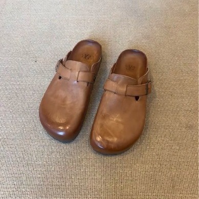 马皮2025春新款博肯鞋女包头拖鞋复古百搭单鞋男外穿夏季橡胶鞋底