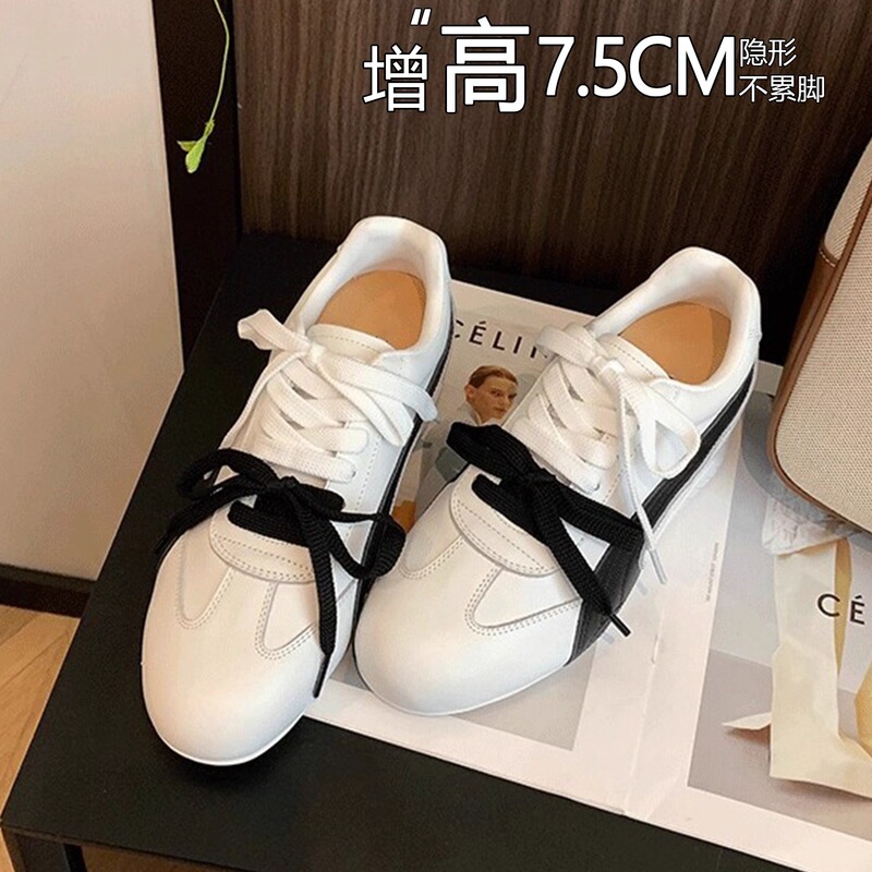 真皮复古内增高双色带德训鞋女休闲百搭时尚透气运动鞋阿甘鞋单鞋|undefined