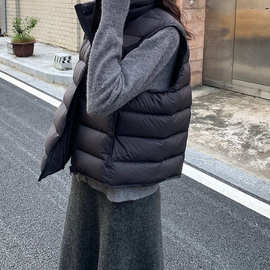 【排骨马甲】小个子短款排骨无袖宽松加厚时尚面包棉服马甲女米色