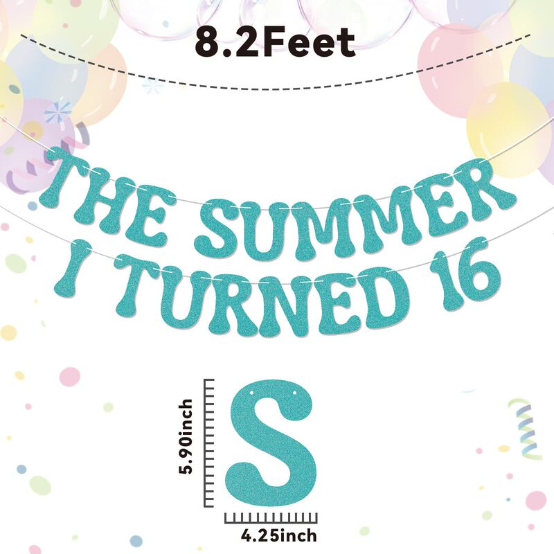 亚马逊thesummeriturned13金葱纸拉旗生日布置装饰品横幅拉花闪粉|undefined