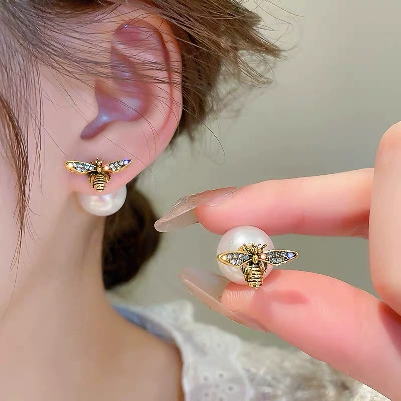 small pearl earrings, дизайн цирконий, каменная инкрустация, французский стиль