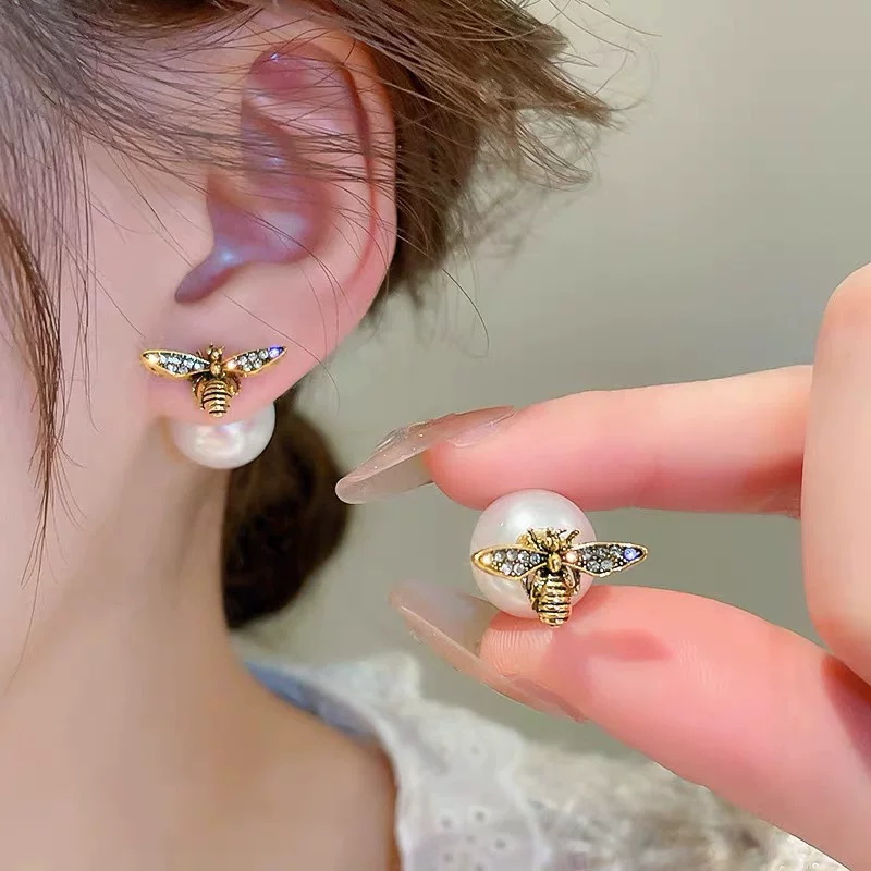 small pearl earrings, дизайн цирконий, каменная инкрустация, французский стиль