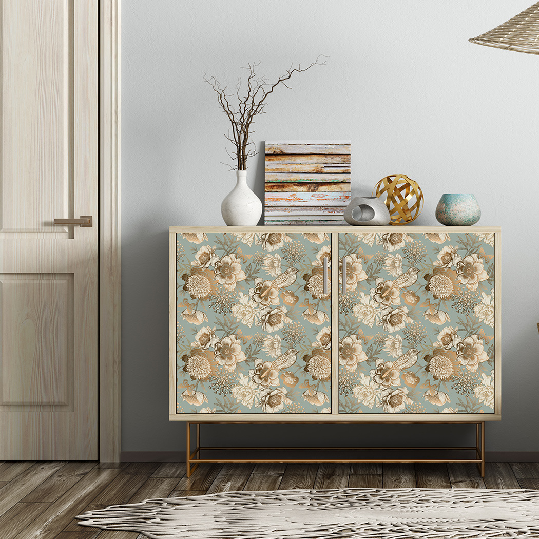 Fresca verde planta flor hoja limón autoadhesivo papel pintado dormitorio Hotel decoración papel pintado RW181-200