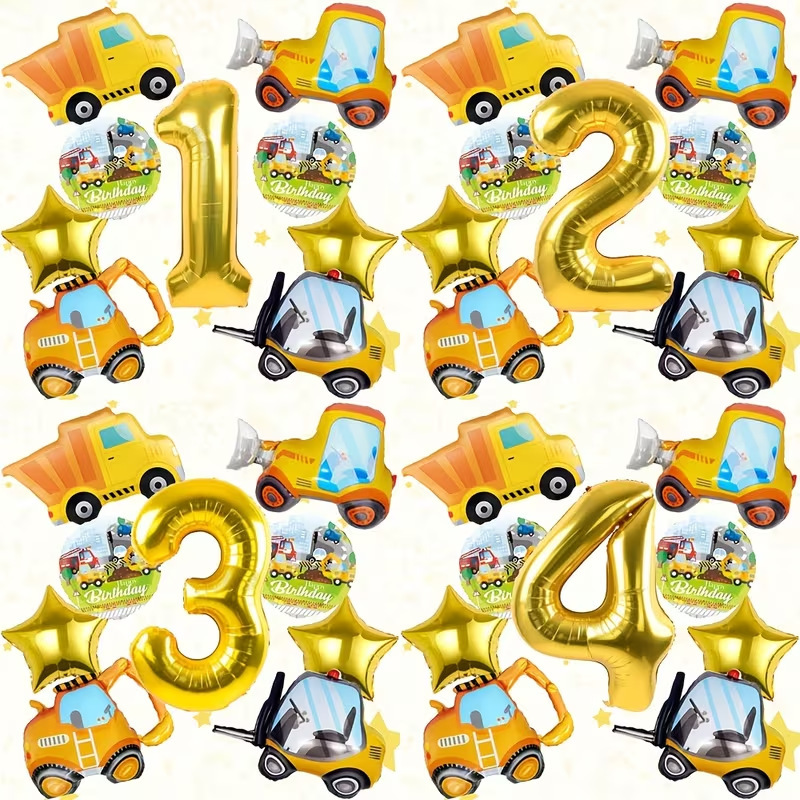 Construction Vehicle Themed Aluminum Foil Balloon Set 32inch Number Aluminum Foil Balloons Construction Vehicle Excavator Dump Truck Balloons Construction Vehicle Themed Aluminum Foil Balloon Set 32inch Number Aluminum Foil Balloons Construction Vehicle Excavator Dump Truck Balloons