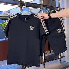 2025夏季男士休闲短袖短裤新款套装轻奢时尚两件套时尚潮男套装