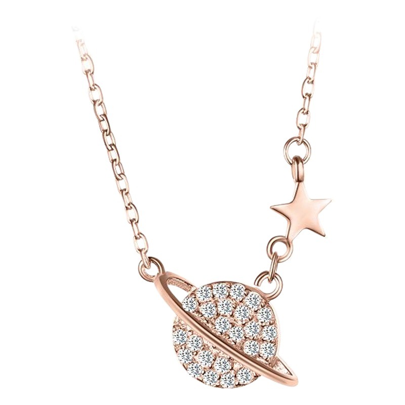 Net celebridad Singapur S925 planeta cósmico collar de plata esterlina colgante nicho diseño minimalista estrella clavícula cadena femenina