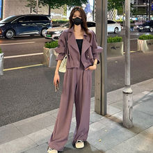 棉香约春季休闲时尚套装女韩版宽松上衣显瘦气质阔腿裤两件套