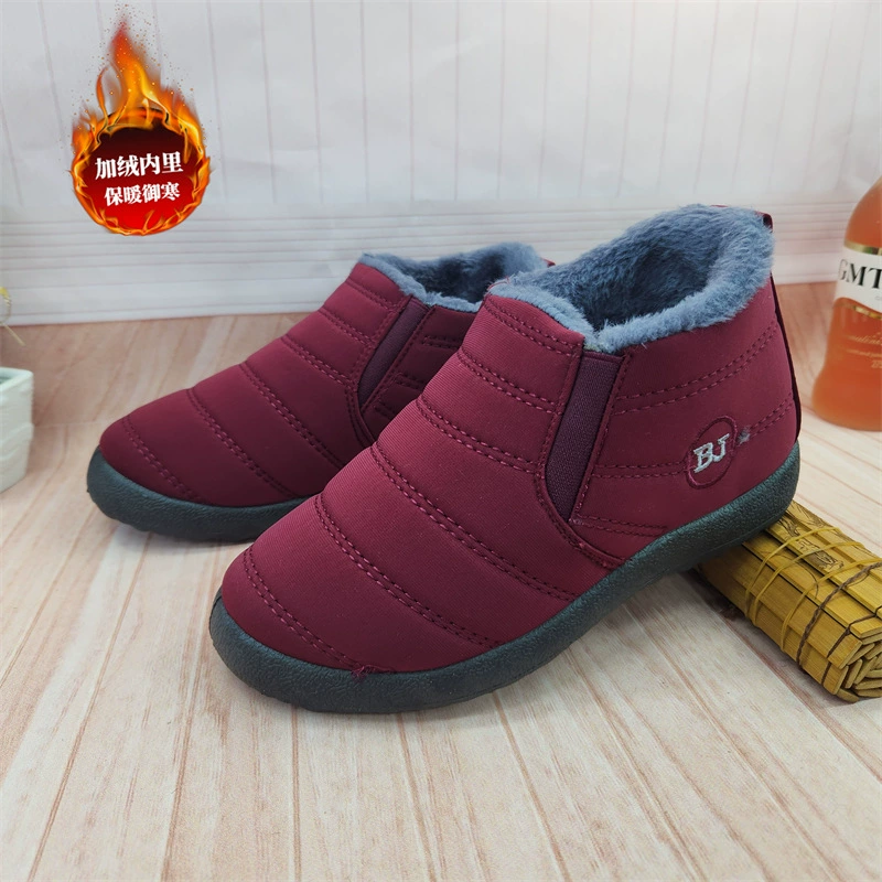 [Розничная торговля] 23 Зимние мужские и женские туфли без шнуровки на флисовой подкладке для мужчин и женщин среднего возраста и пожилых людей, Повседневная универсальная теплая