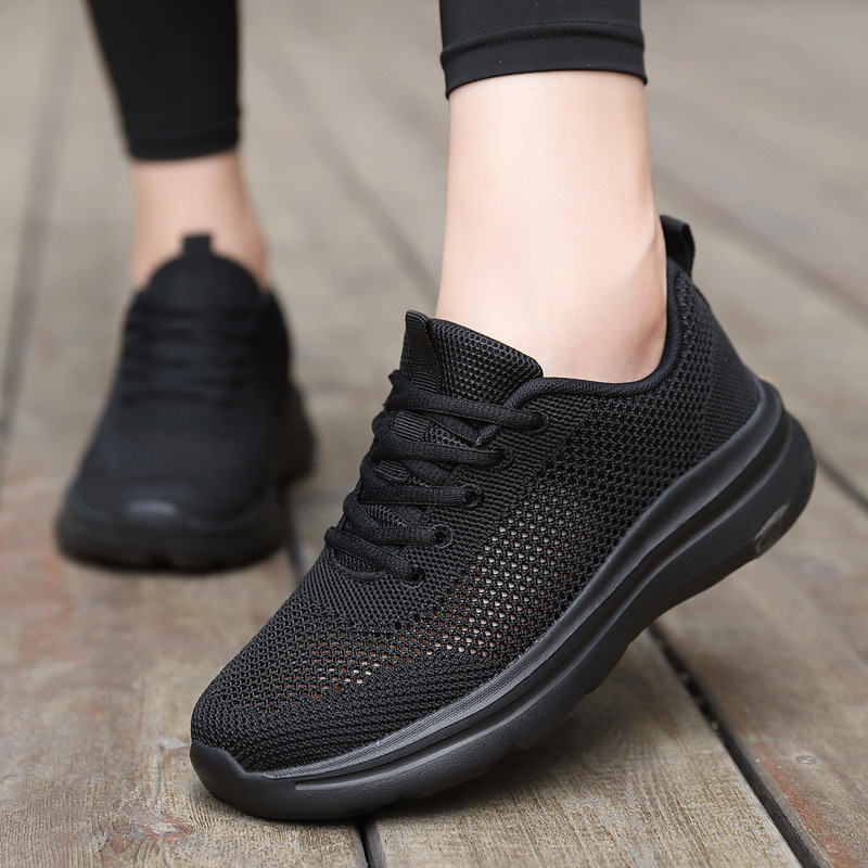 New Women's Shoes Black Sneakers Summer Thin Hollow Breathable Women's Mesh Shoes High Quality Lightweight Non-Slip Running Shoes