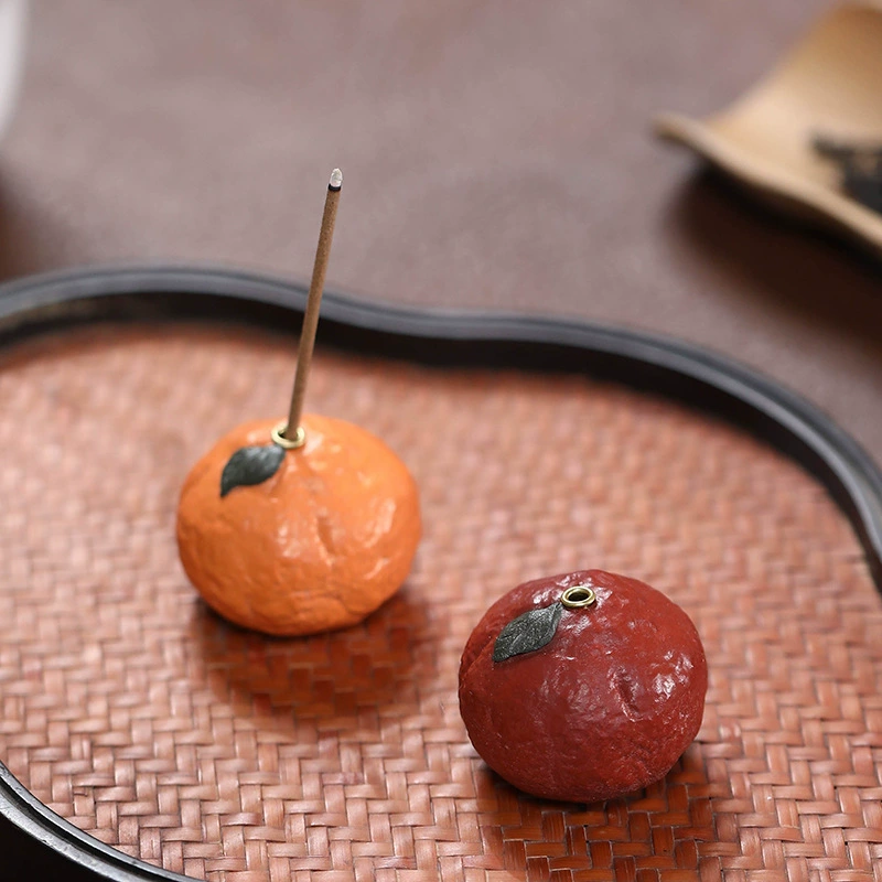 Китайский фиолетовый глиняный чайный питомец persimmon аромат, украшения, ручная работа, линейная благовония, гранат, апельсин, яблоко, скульптура чайного набора аксессуар к чайному столу