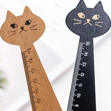 韓國創意卡通尺子貓咪繪圖尺可愛木尺復古文具直尺 學習用品