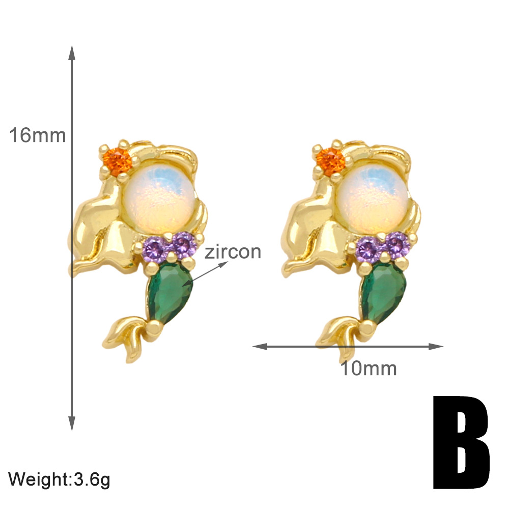 1 Pair Simple Style Cartoon Character Plating Copper 18K Gold Plated Drop Earrings display picture 4