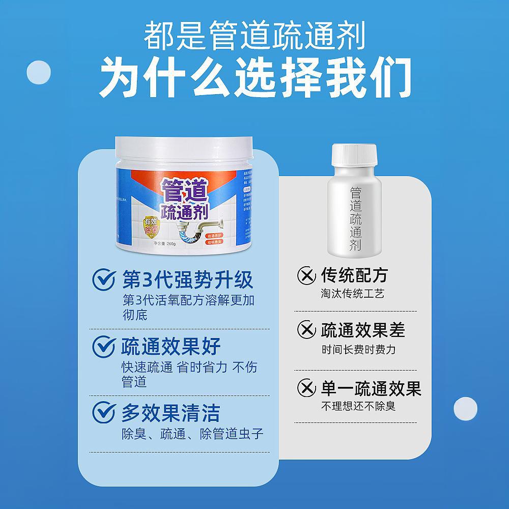 Pipe Dredging Agent Powerfully Dissolves Kitchen and Toilet Blockages, Floor Drain Deodorizer, Sewer Dredging and Odor Removal Wholesale