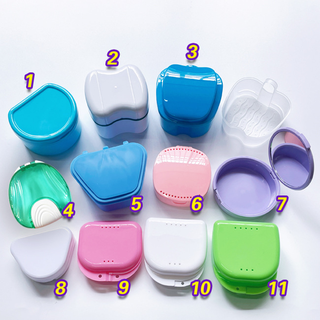 牙科假牙盒欧式牙盒半圆形牙盒梯形苹果保持器盒小牙盒大牙盒印刷