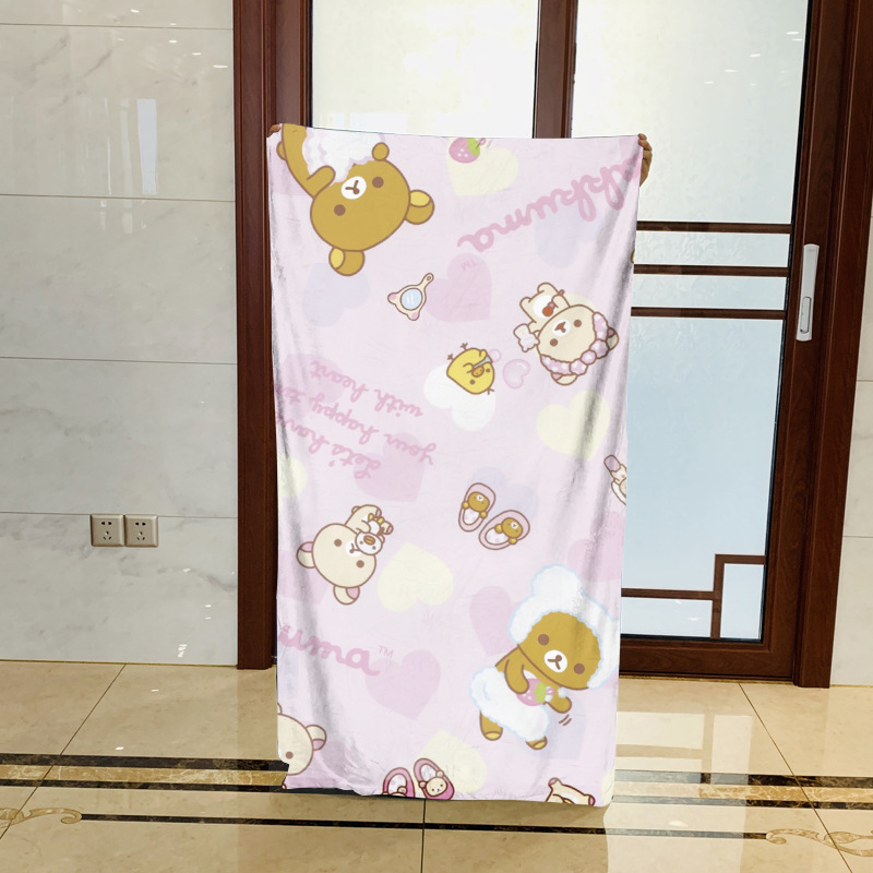 Japanese-Style Rilakkuma Relaxed Brown Bear Cartoon Cute Multi-Pattern Bath Towel Pool Towel Beach Towel Japanese-Style Rilakkuma Relaxed Brown Bear Cartoon Cute Multi-Pattern Bath Towel Pool Towel Beach Towel