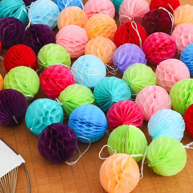 Linterna de panal de Año Nuevo decoración de barril pequeña linterna de color papel de panal dibujo de flores de fondo pared decoración