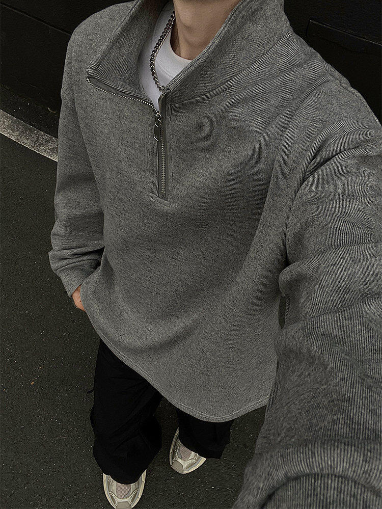 Herr half-zip sweatshirt med fleece i höst och vinter_voghion.com