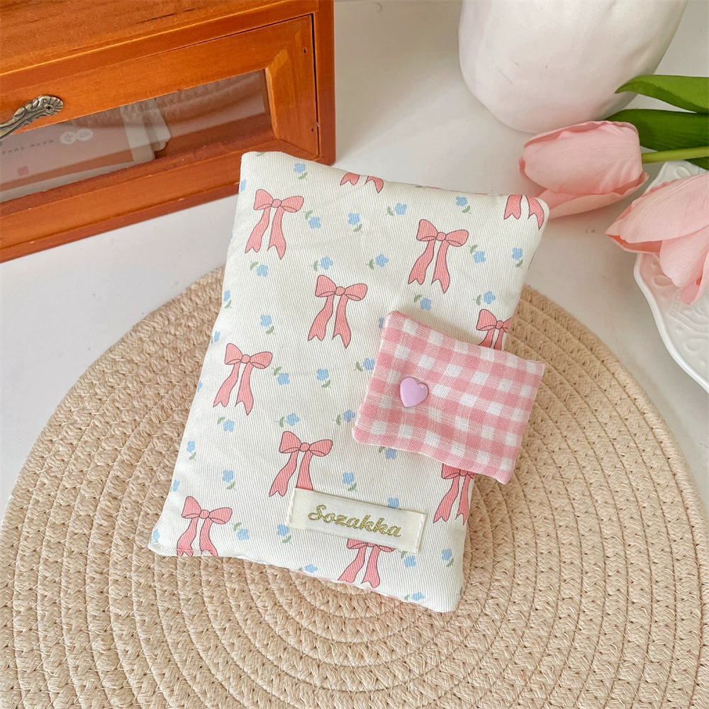 Handmade Book Cover, Cute Cloth with Bow, Protective Case for Elementary Students, Tear-Off Sheet