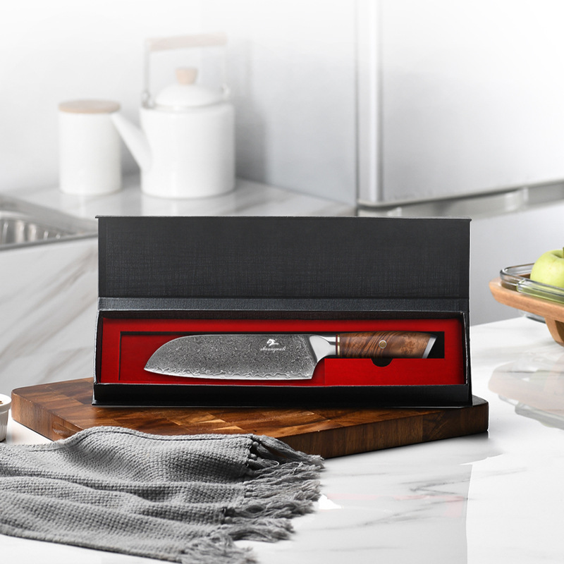 Damasco cuchillo de acero de 7 pulgadas Sande cuchillo de madera de sombra mango de registro cuchillo de cocinero de acero inoxidable entrega transfronteriza