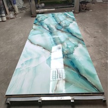 石材岩板高光微晶板UV板仿大理石板鎏金板饰面墙纸PVC石塑护墙板