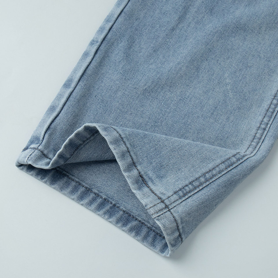 Quần jeans nữ ống đứng lưng cao phong cách thanh lịch, chất cotton nguyên chất ôm dáng — màu xanh chi tiết 12