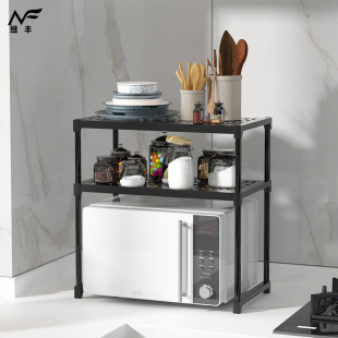Kitchen Microwave Storage Rack Spice Rack Desktop Storage Large Space Organizer Kitchen Special Bold Steel Pipe Table
