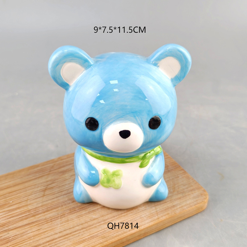 Personalizado creativo yuan Qi fácil oso cerámica lata de dinero mini decoración de escritorio fresca escena miniatura decoración del hogar