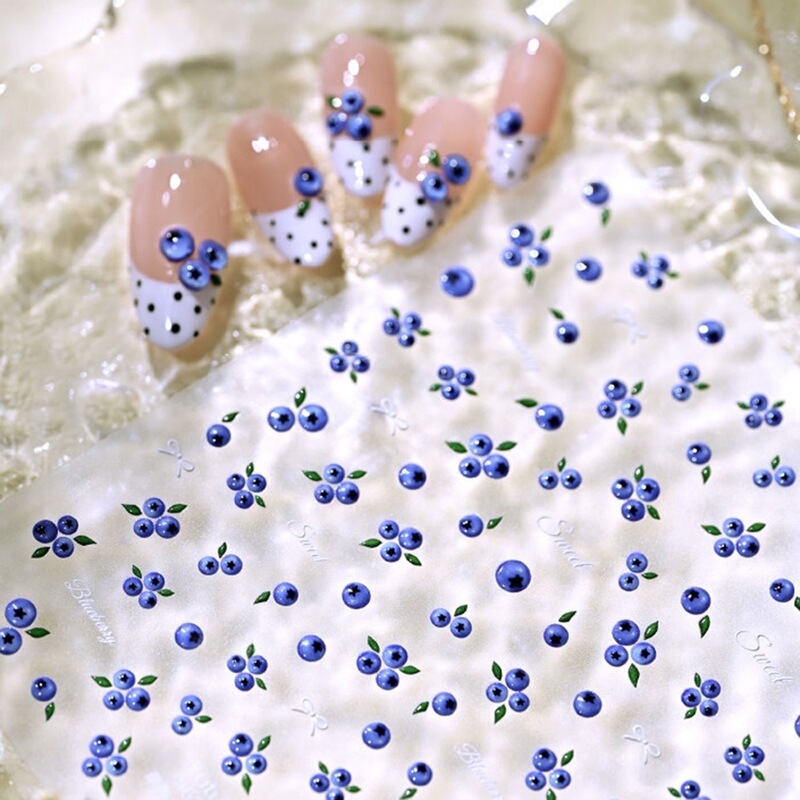 Cute Little Blueberry Embossed Jelly Nail Stickers, Fresh and Simple Fruit 3D Nail Adhesive Decorations Cute Little Blueberry Embossed Jelly Nail Stickers, Fresh and Simple Fruit 3D Nail Adhesive Decorations