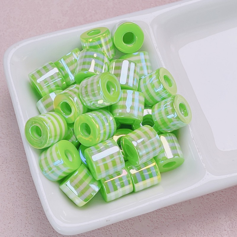 高品uv光学メッキカラー樹脂ストライプ円柱バレルビーズ手作りdiyブレスレットネックレスビーズアクセサリーアクセサリー|undefined