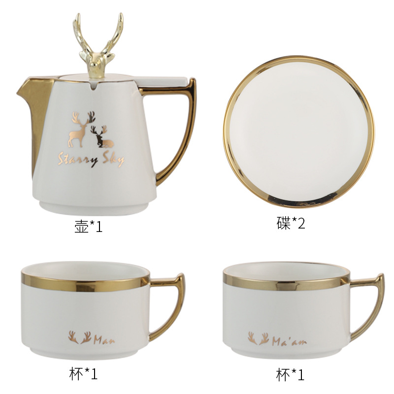 Tetera traje hogar alce taza de té juego de té de cerámica tetera de flores pareja juego de agua traje tarde taza de té taza de café