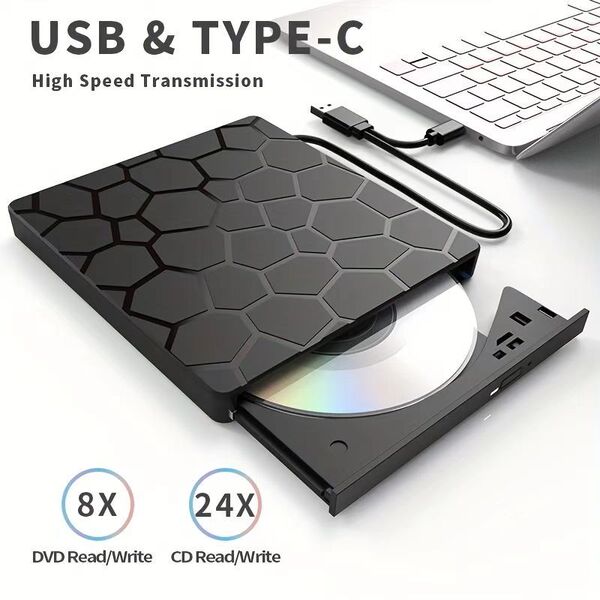 Seven-In-One Multifunctional External Optical Drive Dvd Burner Usb3.0/Typec Can Be Connected to an External USB Drive and Can Be Expanded with a Card Slot