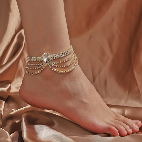 Cross-border new style rhinestone anklets, ethnic style crystal tassel anklets, footwear, high-heeled shoes accessories, bar disco style