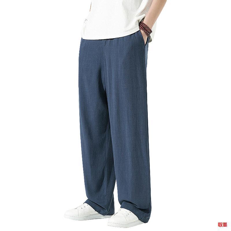 Linen Casual Pants Men's Chinese-style Loose Wide-leg Pants Straight Tai Chi Pants Cotton and Linen Kung Fu Pants Thin Pants