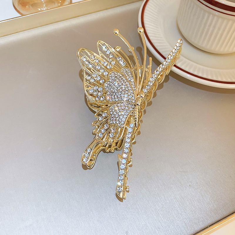 Elegant Fashion Butterfly Metal Rhinestone Butterfly Diamond Rhinestones Hair Clip