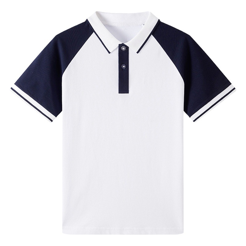 Children's Polo Shirt Short-Sleeved Pure Cotton Boys' Collared White T-Shirt Summer School Uniform Girls' Half-Sleeved T-Shirt