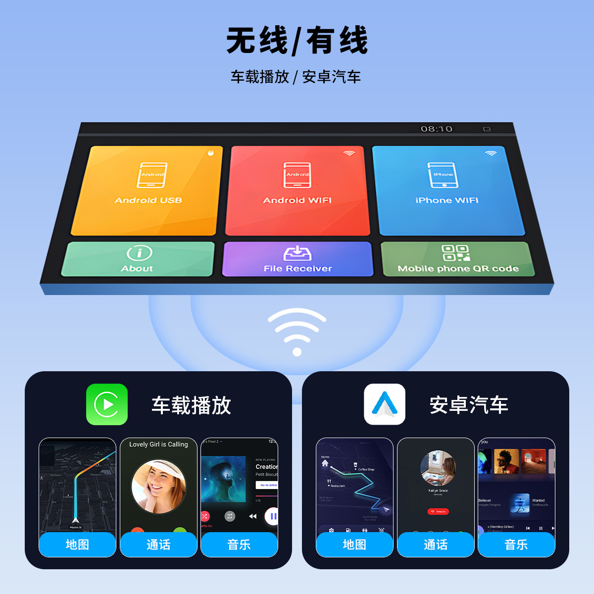 Cross-Border Wireless Carplay Converter Compatible with iPhone and Android, Bluetooth with No Delay, Can Be Used for Hands-Free Calls in the Car